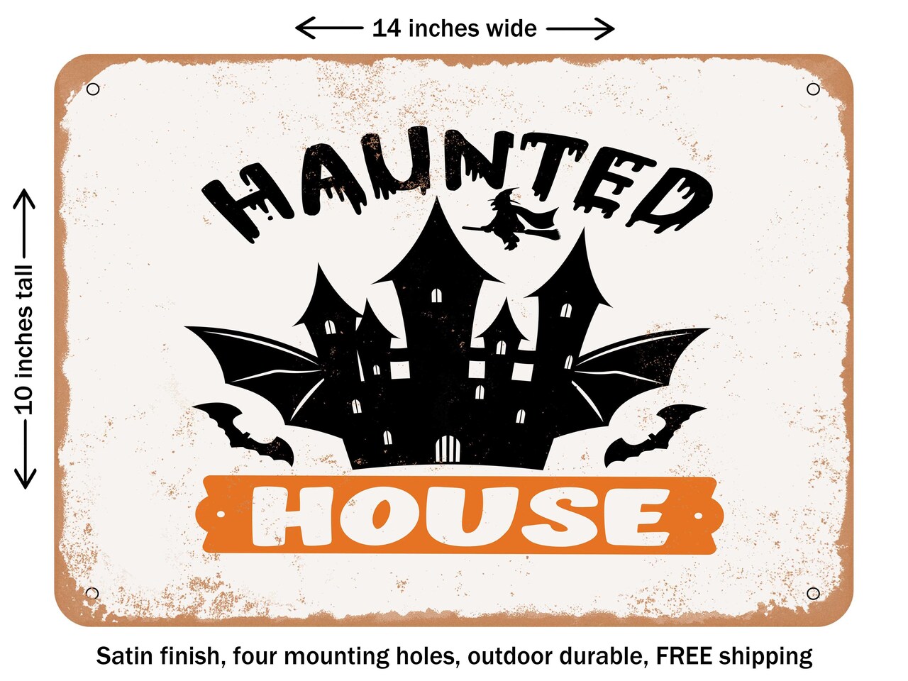 DECORATIVE METAL SIGN - Haunted House - Vintage Rusty Look